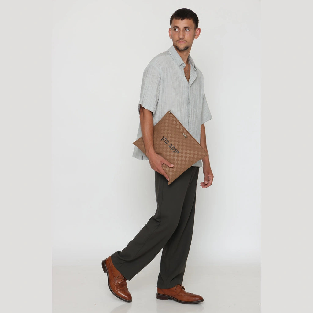 Camel Brown Faux Leather Tallit Bag