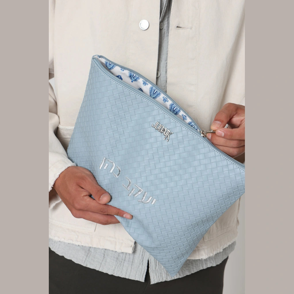 Light Blue Faux Leather Tallit Bag