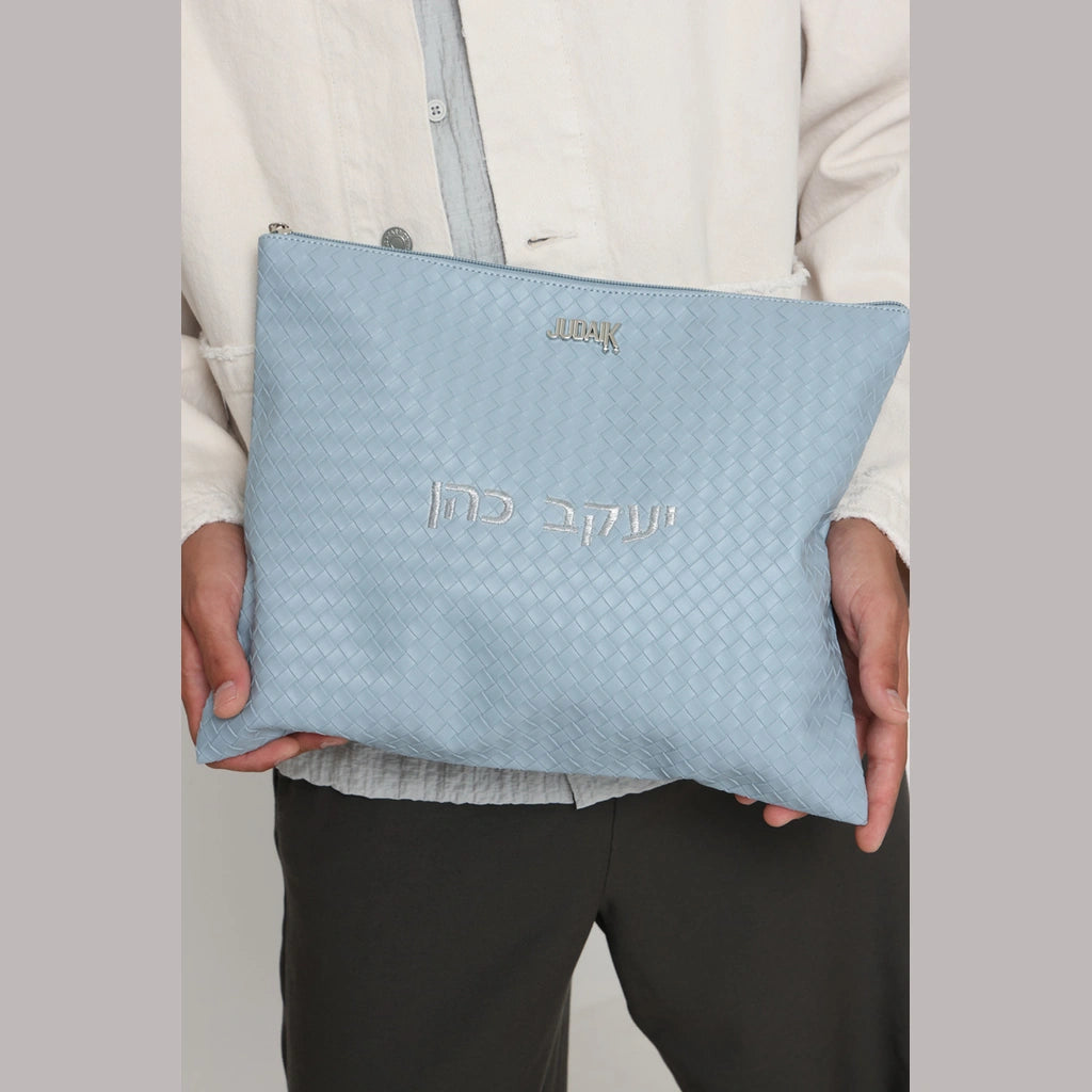 Light Blue Faux Leather Tallit Bag