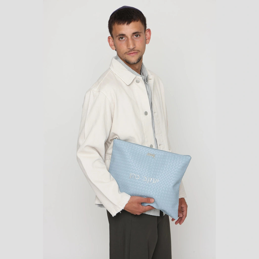Light Blue Faux Leather Tallit Bag