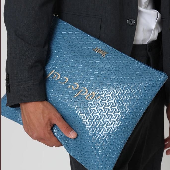 Glossy Blue Faux Leather Tallit Bag