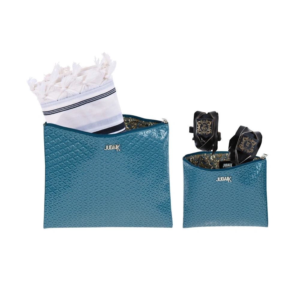 Glossy Blue Faux Leather Tallit Bag