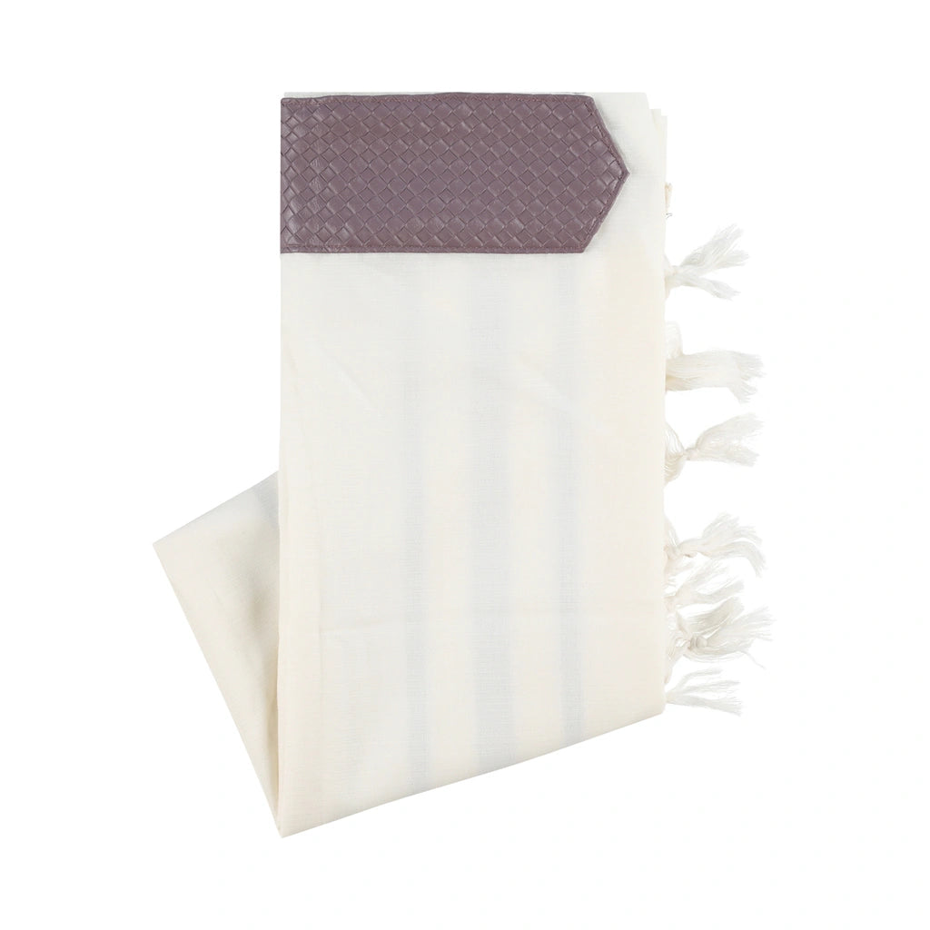 Elegant Tallit with Light Purple Faux Leather Atarah