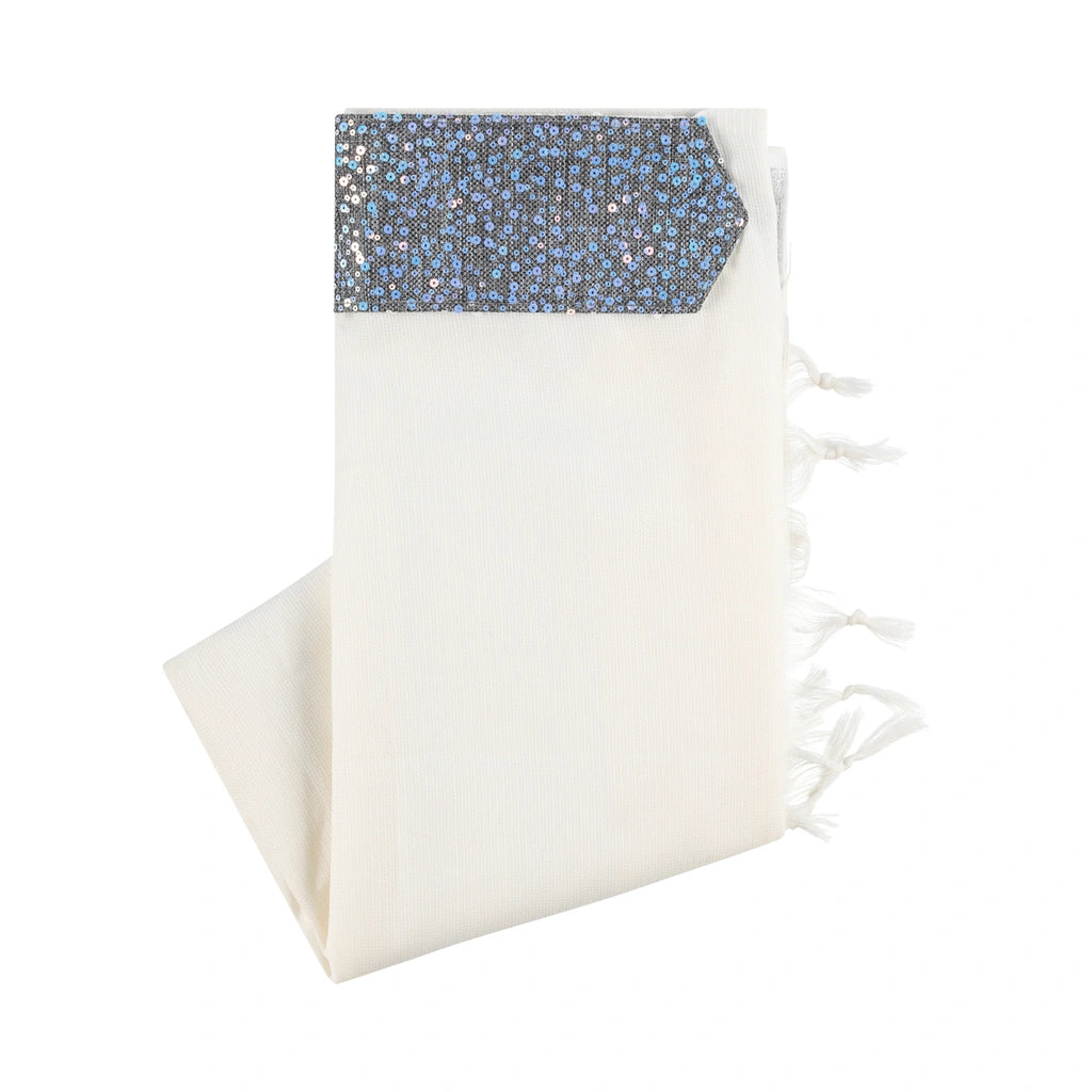 Elegant Tallit with Silver Sequin Atarah
