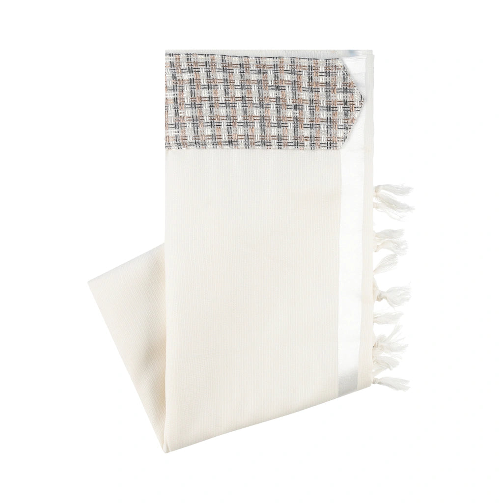Elegant Tallit with Beige Tweed Atarah