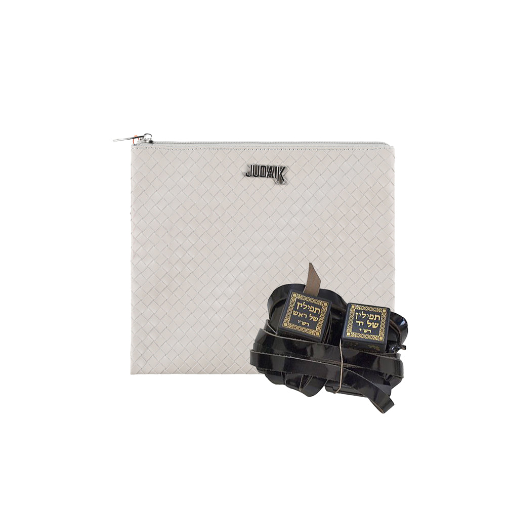 Blue Label Light Gray 3D Faux Leather Tefillin Bag