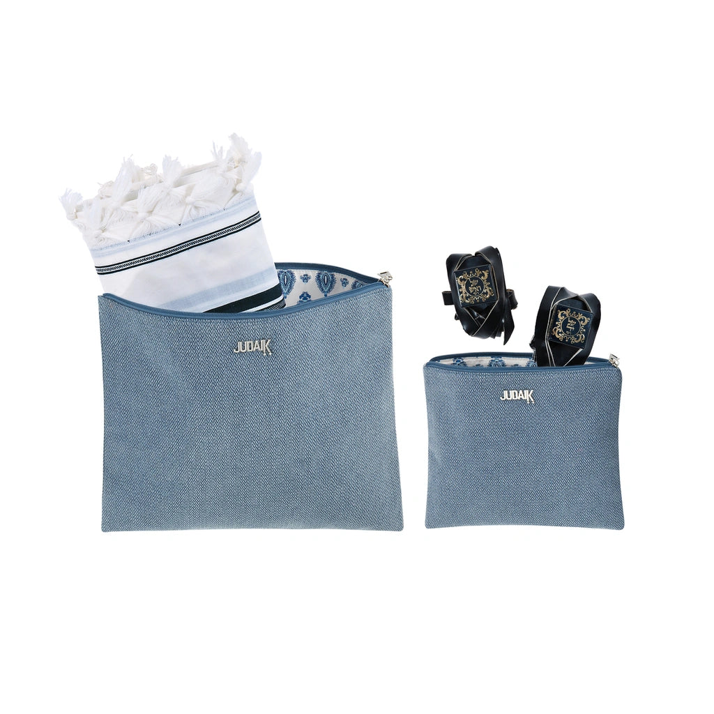 Blue Fabric Tefillin Bag