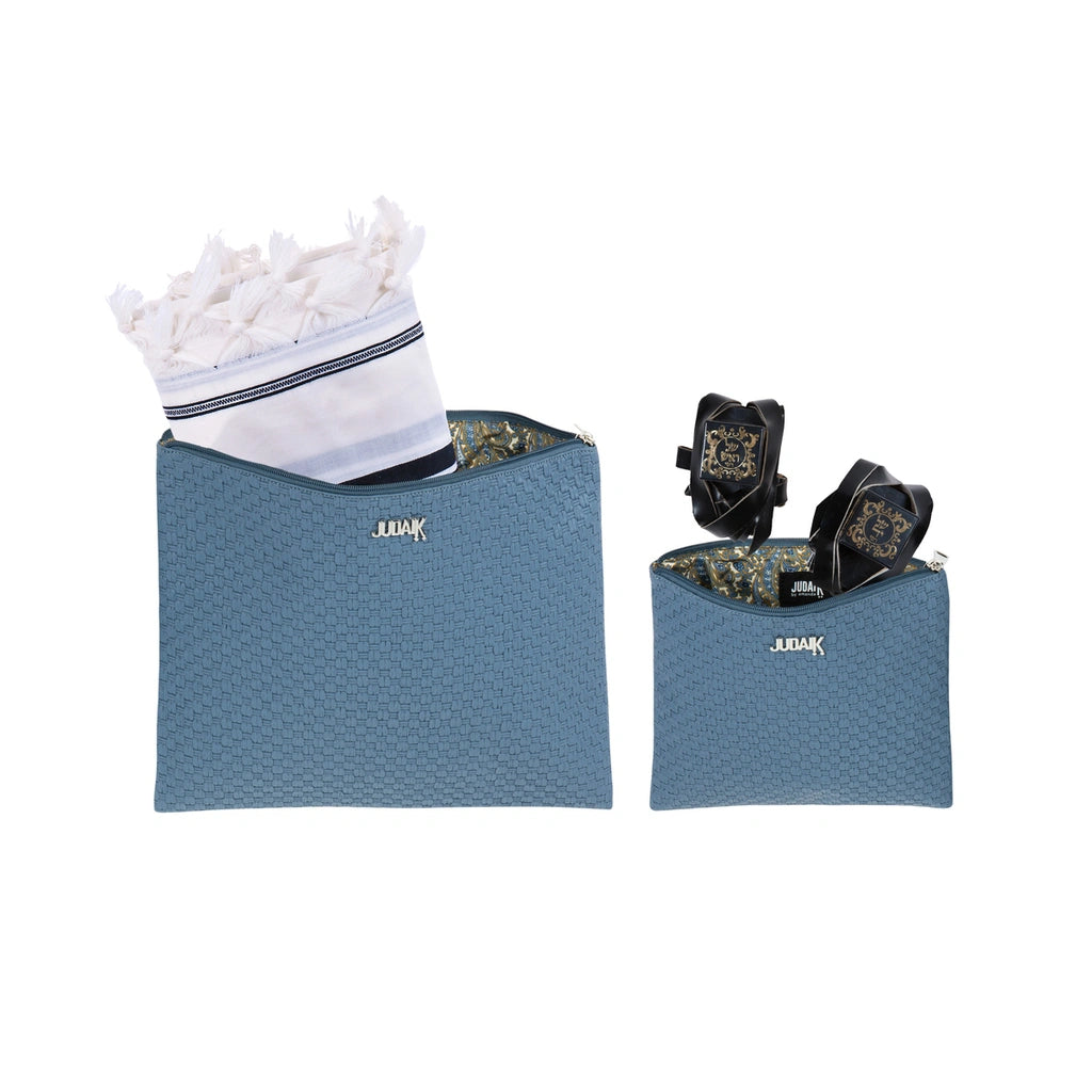 Blue Faux Leather Tefillin Bag