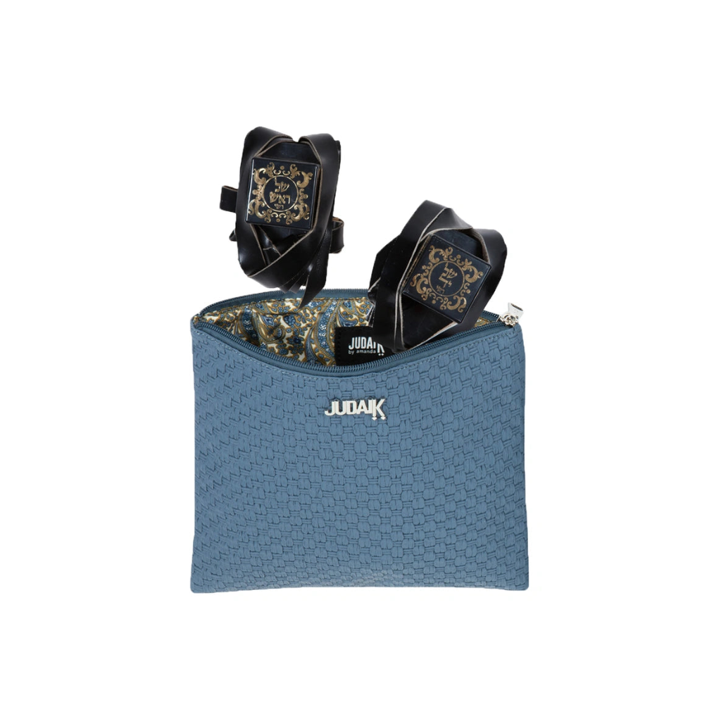 Blue Faux Leather Tefillin Bag