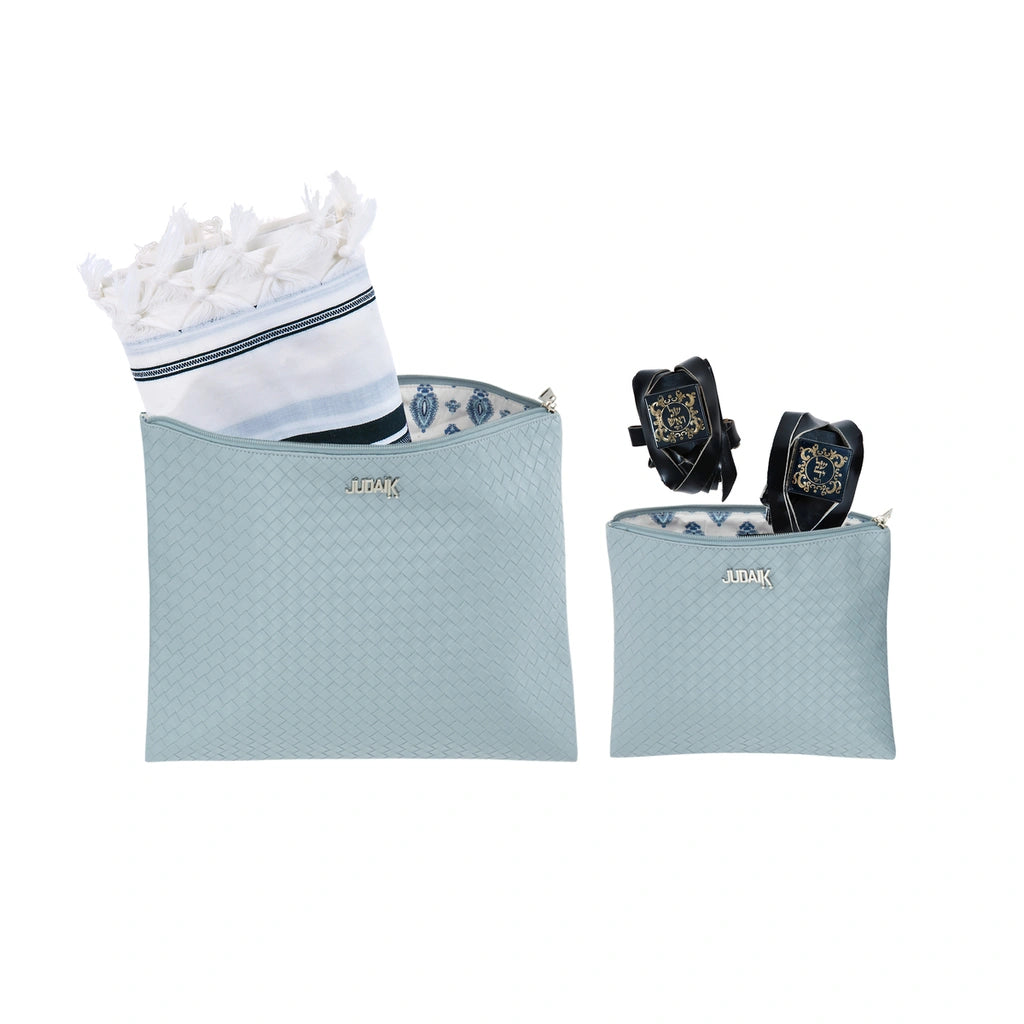Light Blue Faux Leather Tefillin Bag
