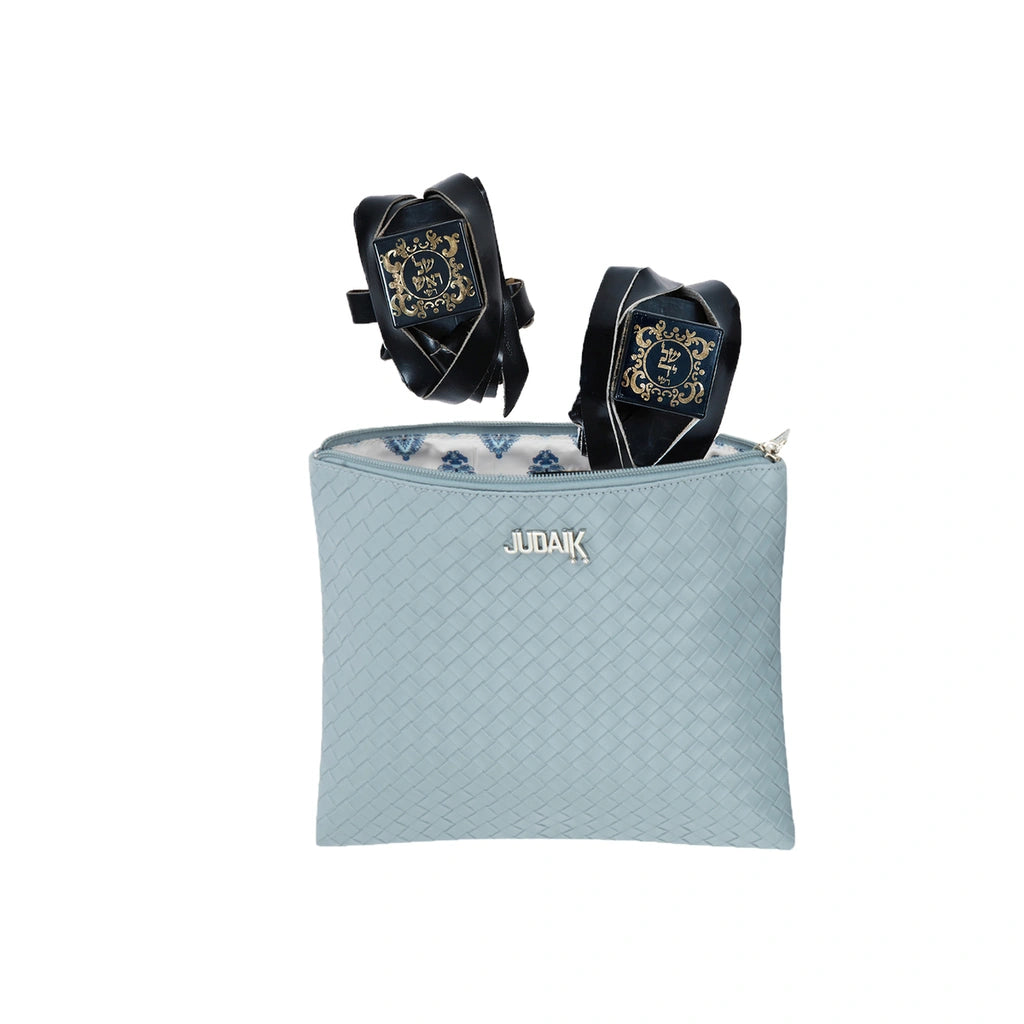 Light Blue Faux Leather Tefillin Bag