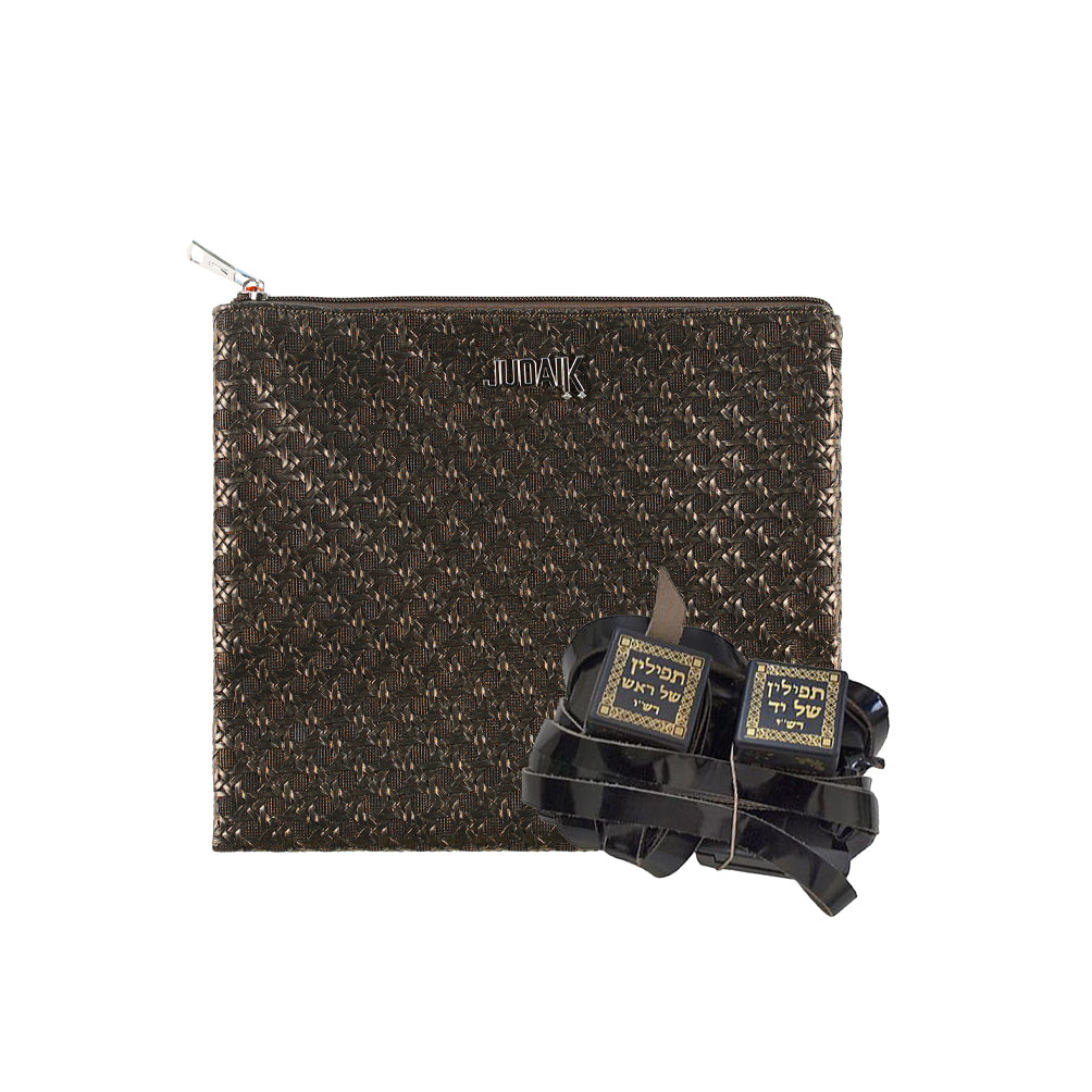 Luxury Black & Gold Star of David Tefillin Bag