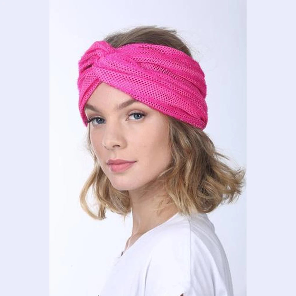 Thin Mesh Turban Head Covering – Neon Pink
