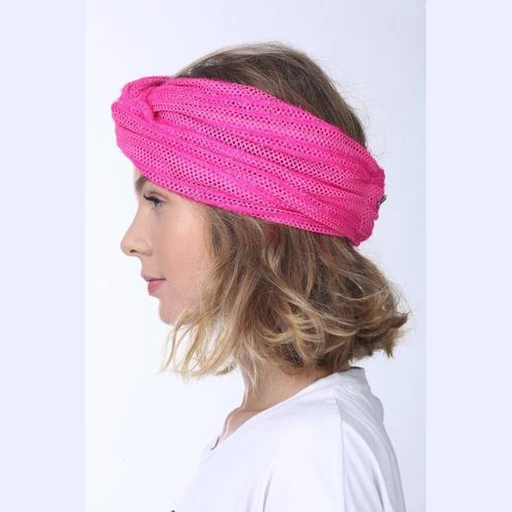 Thin Mesh Turban Head Covering – Neon Pink