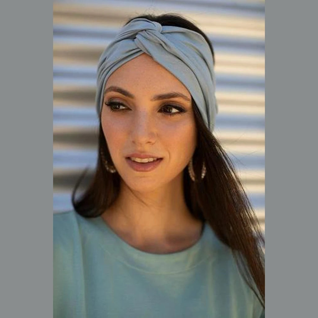 Thin Jersey Turban Head Covering – Light Blue