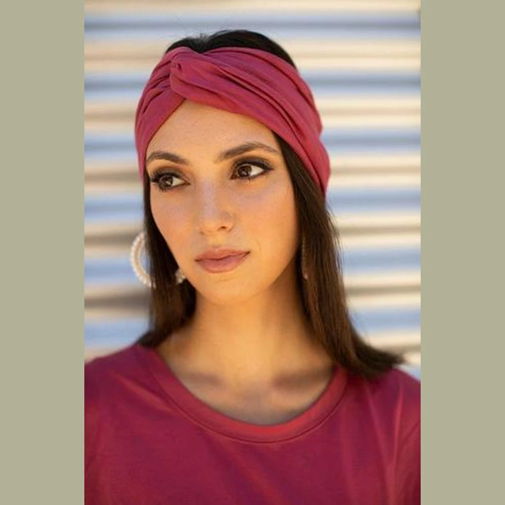 Thin Jersey Turban Head Covering – Dark Pink