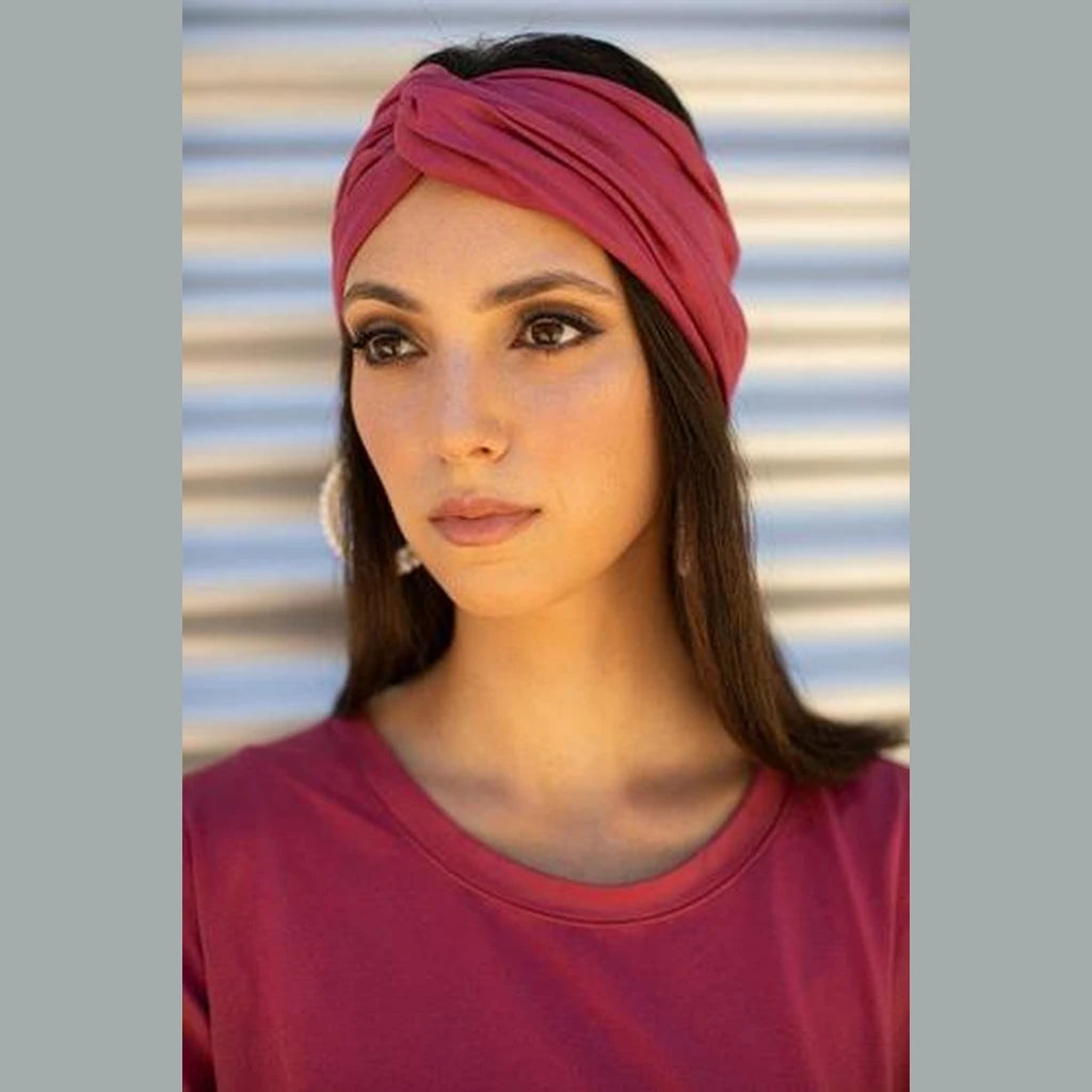 Thin Jersey Turban Head Covering – Dark Pink