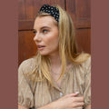 Thin Polka Dot Turban Head Covering – Black