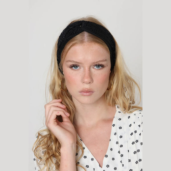 Thin Velvet Turban Head Covering – Black