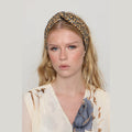 Thin Sequin Turban Head Covering – Brown & Yellow
