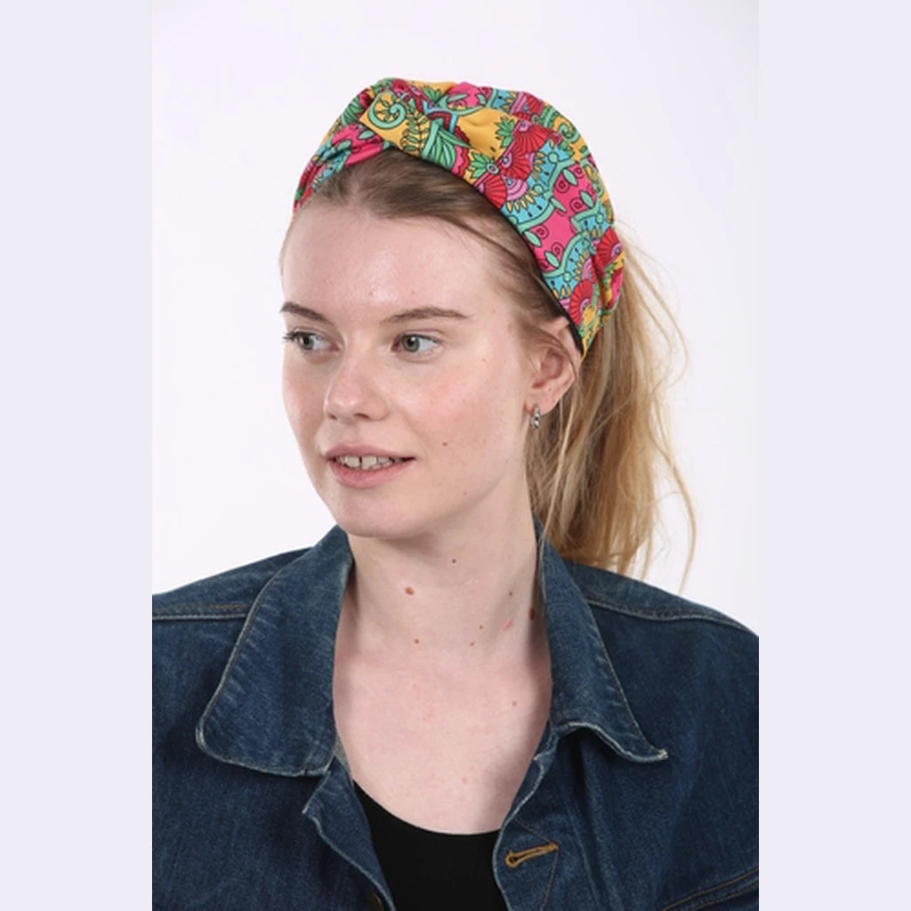 Thin Multicolor Print Turban Head Covering