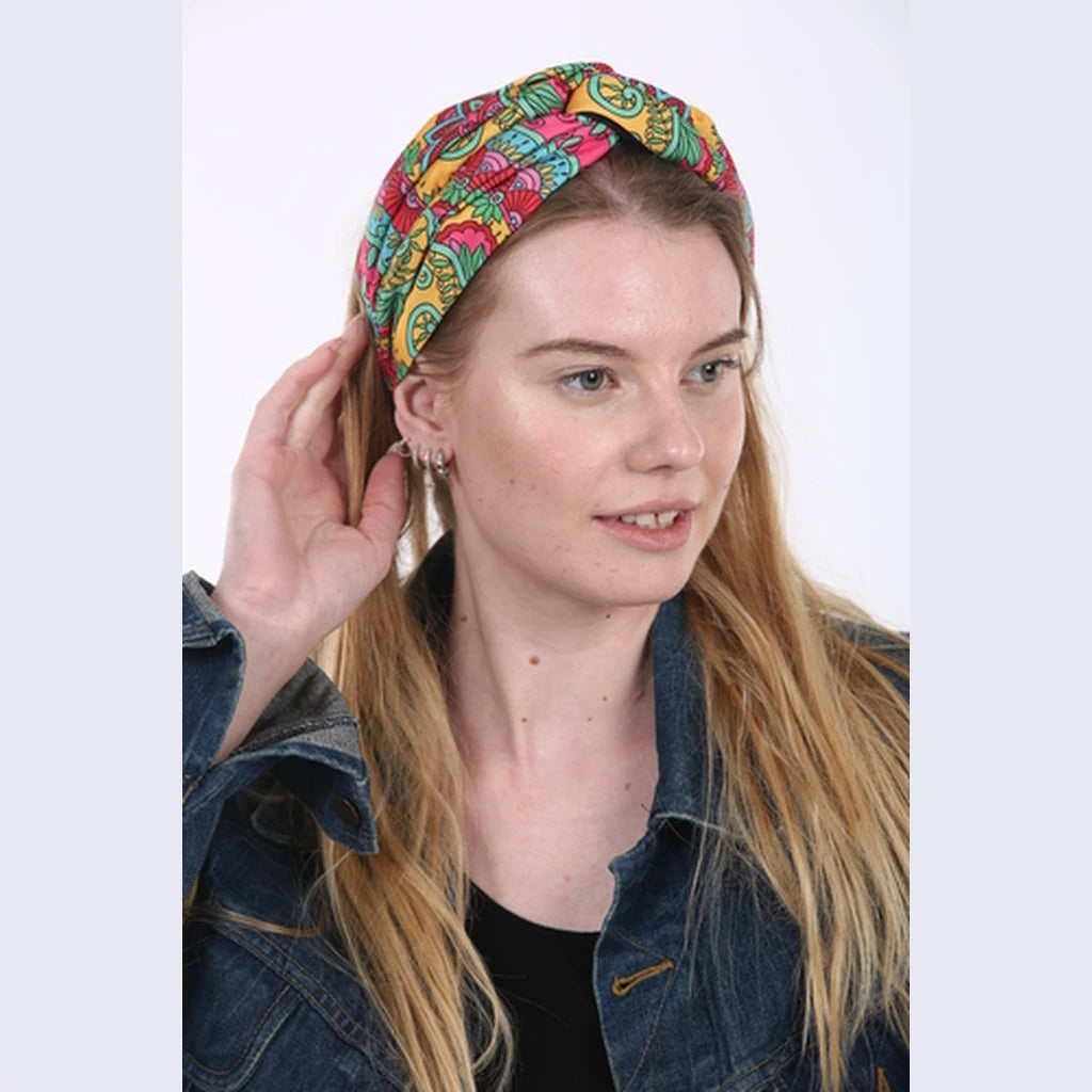 Thin Multicolor Print Turban Head Covering