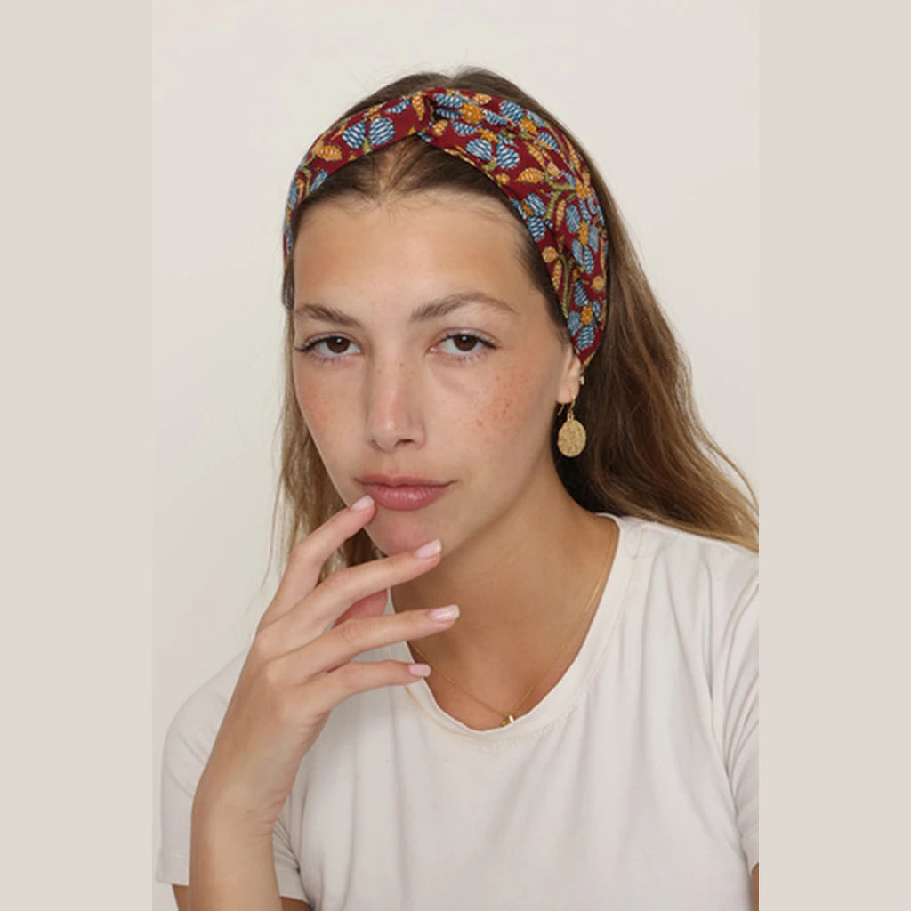 Thin Cotton Turban Head Covering – Burgundy