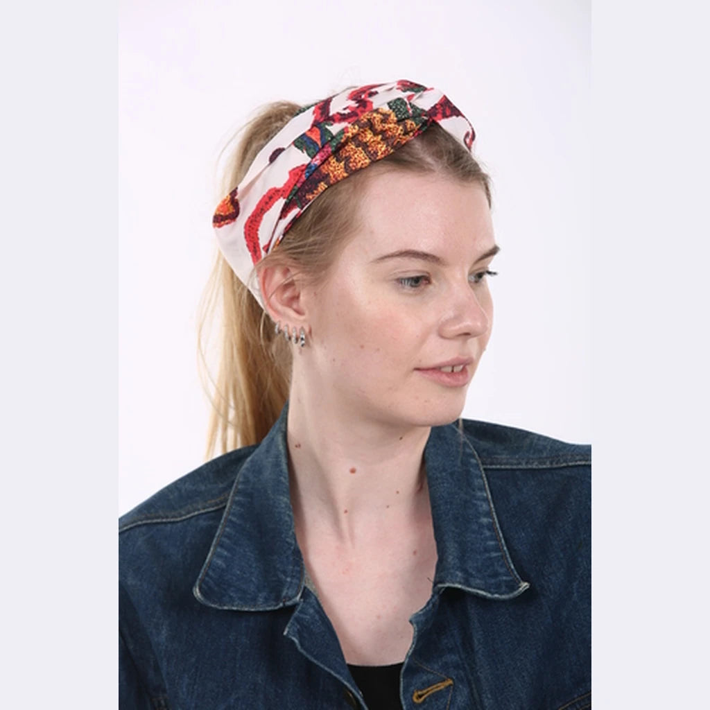 Thin Floral Print Turban Head Covering