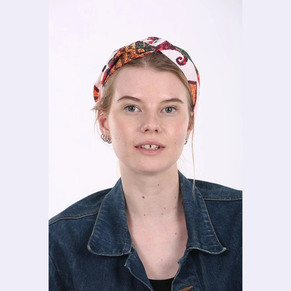 Thin Floral Print Turban Head Covering