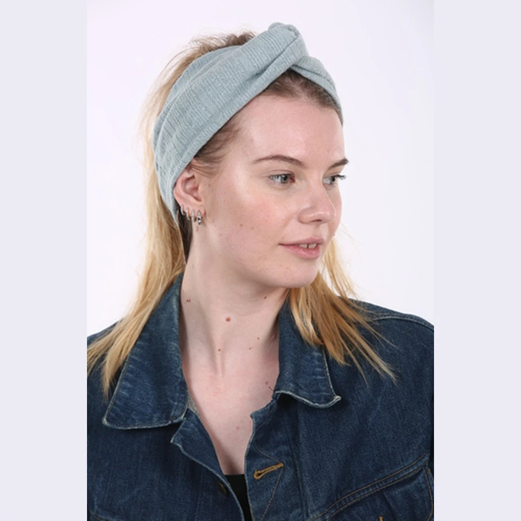 Thin Jersey Turban Head Covering – Light Blue