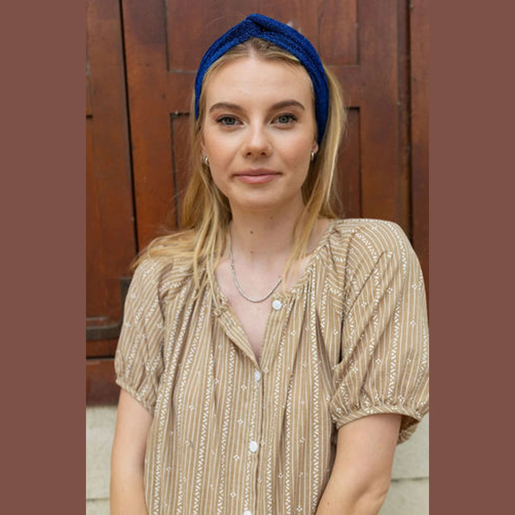 Thin Lurex Turban Head Covering – Blue