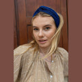 Thin Lurex Turban Head Covering – Blue