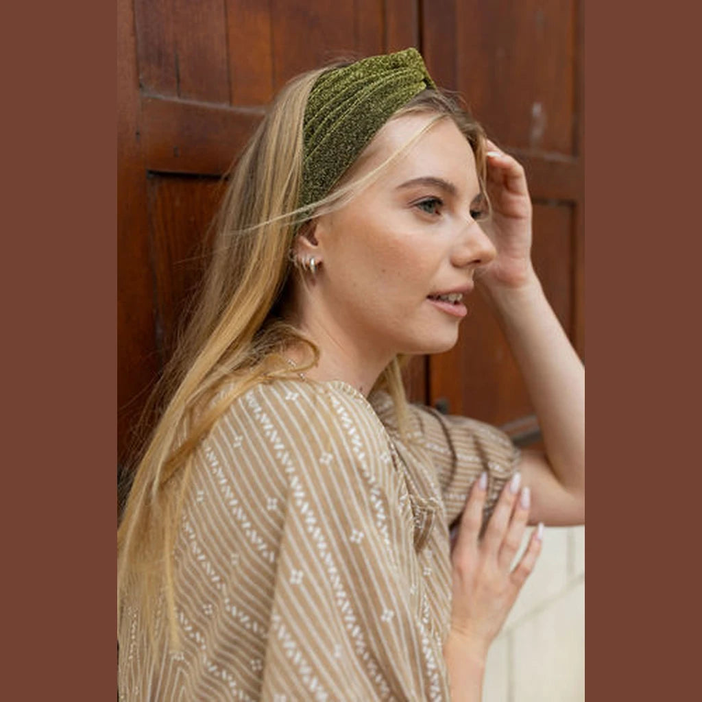 Thin Lurex Turban Head Covering – Gold