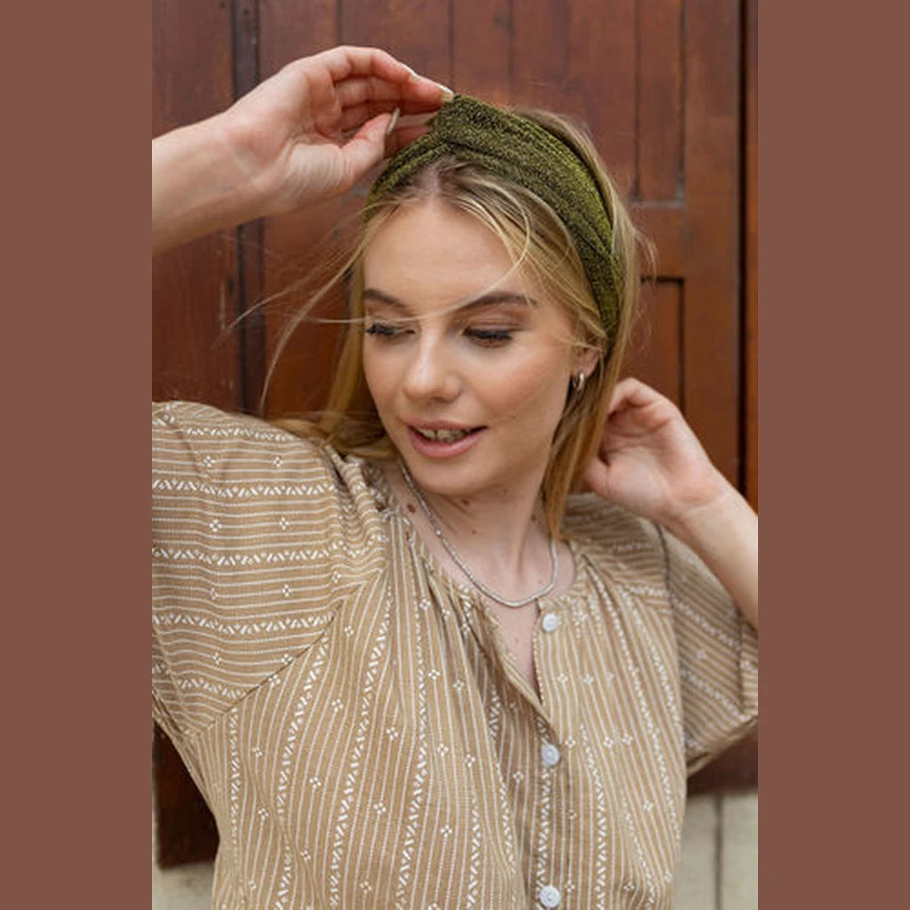 Thin Lurex Turban Head Covering – Gold