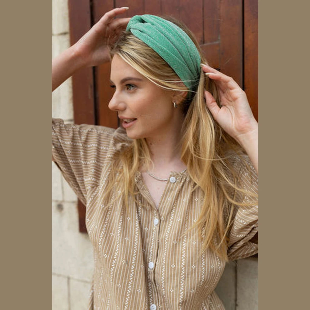 Thin Lurex Turban Head Covering – Light Green