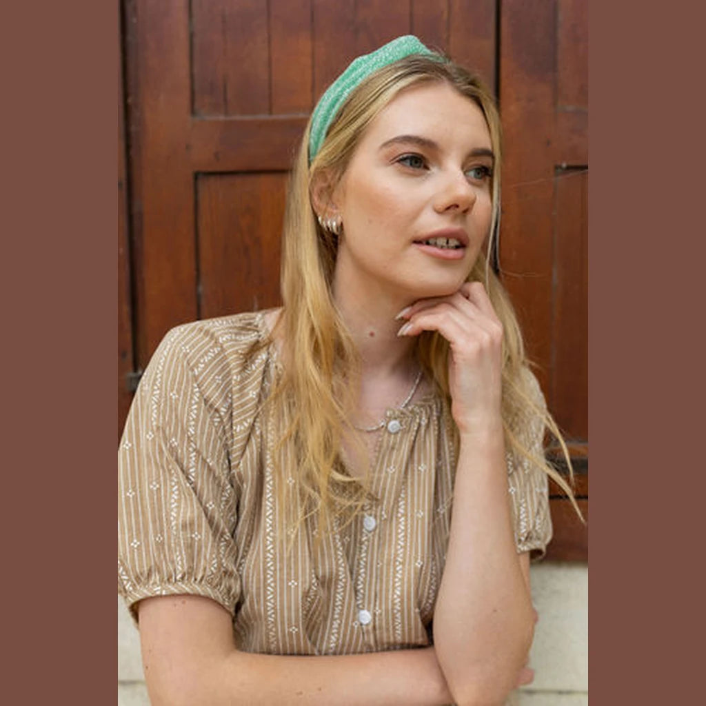 Thin Lurex Turban Head Covering – Light Green