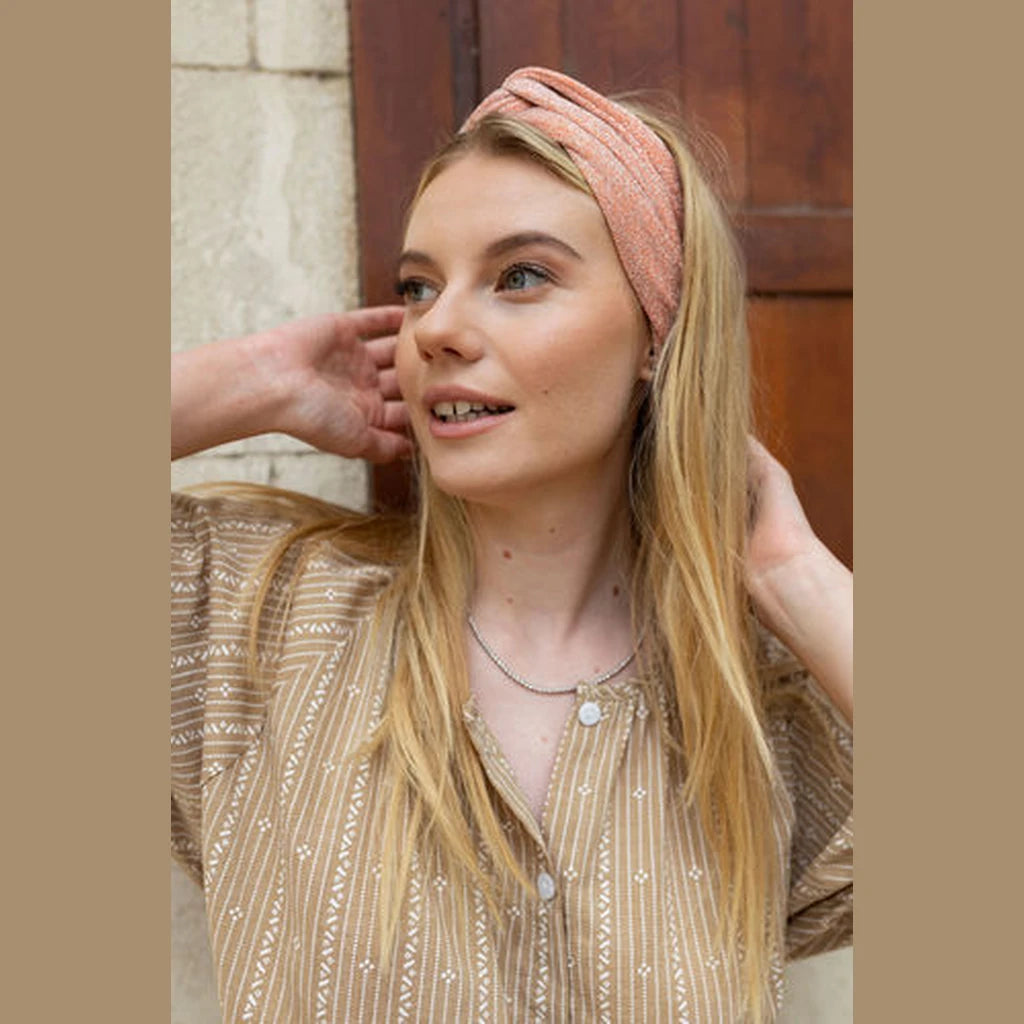 Thin Lurex Turban Head Covering – Pink