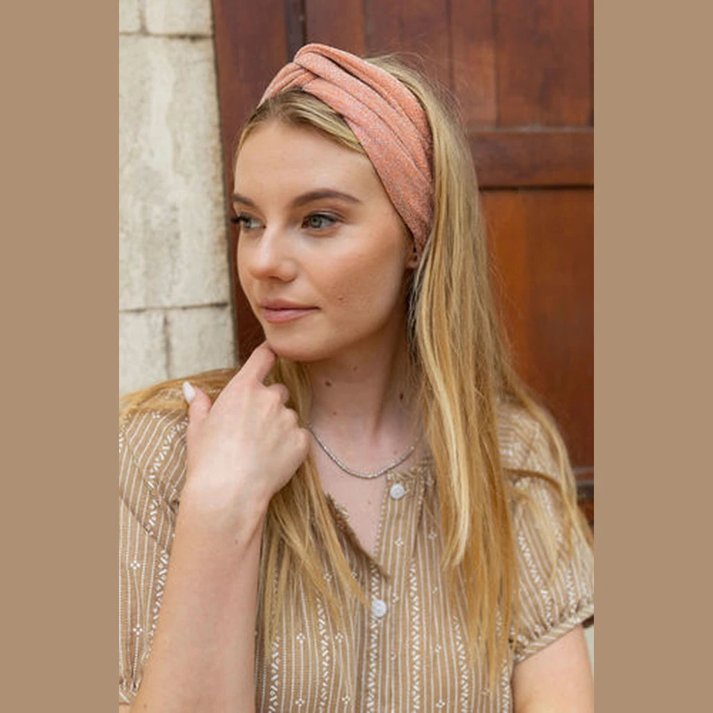 Thin Lurex Turban Head Covering – Pink