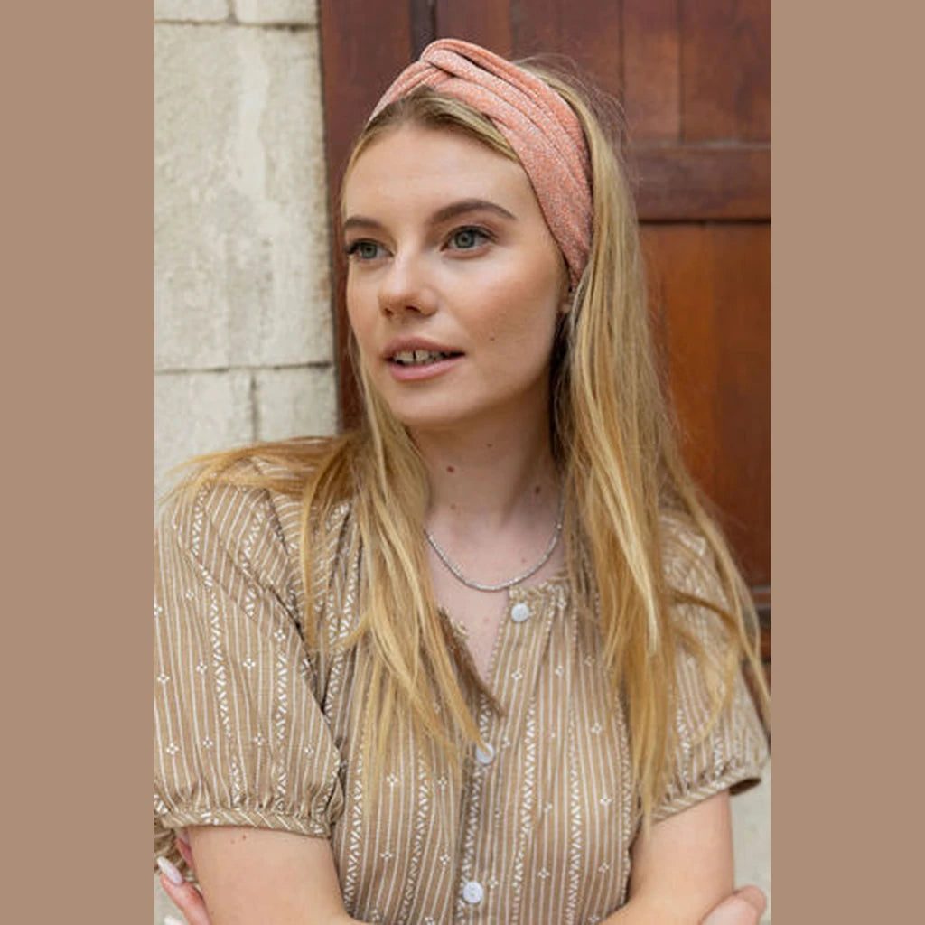 Thin Lurex Turban Head Covering – Pink