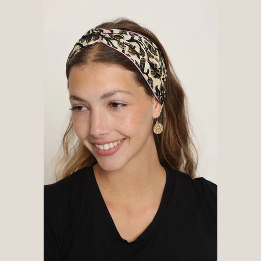 Thin Paisley Turban Head Covering – Black