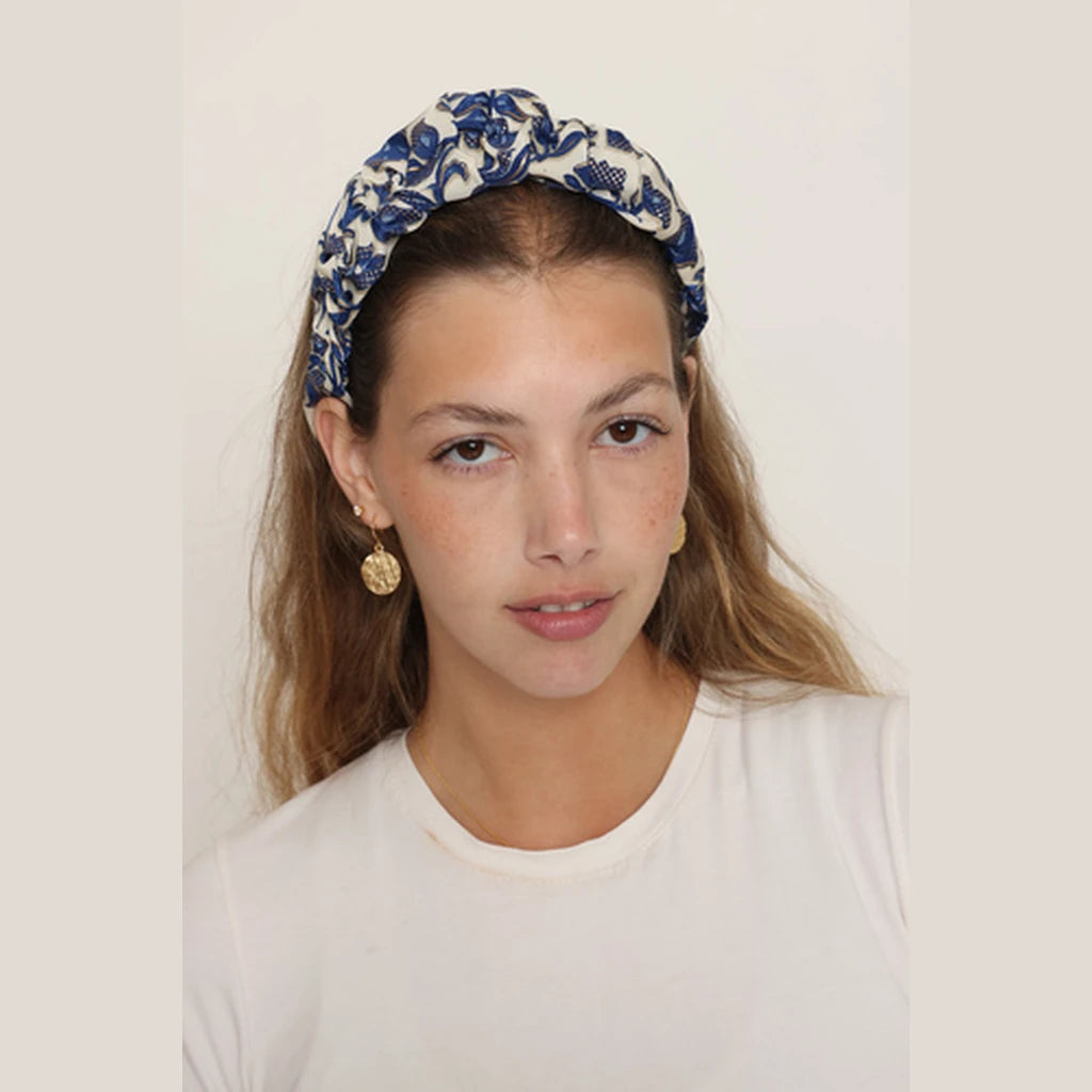Thin Paisley Turban Head Covering – Blue