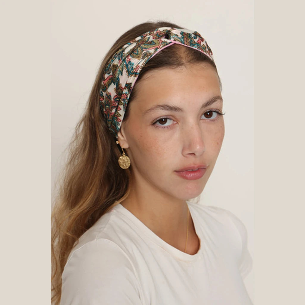 Thin Paisley Turban Head Covering – Pink & Turquoise