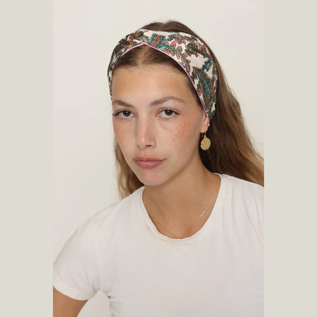 Thin Paisley Turban Head Covering – Pink & Turquoise
