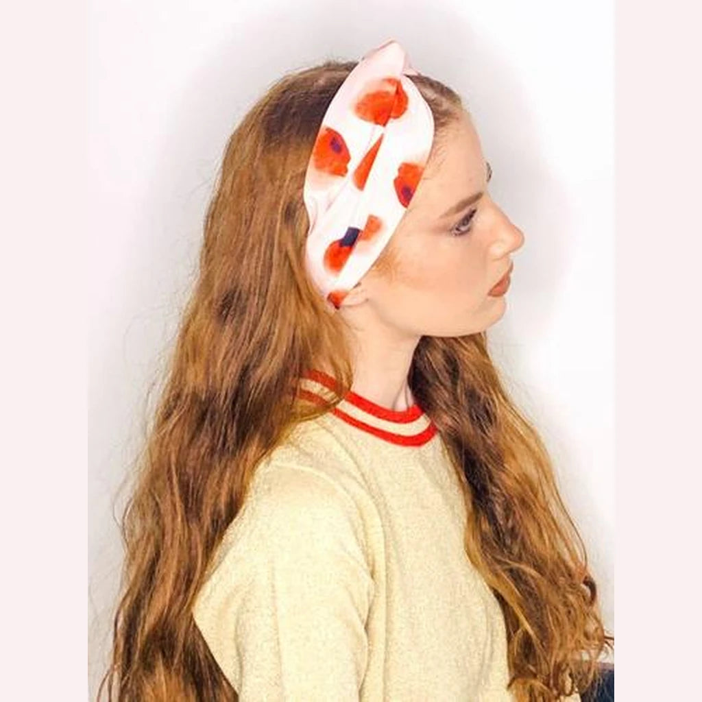 Thin Printed Turban Head Covering – Pink & Red