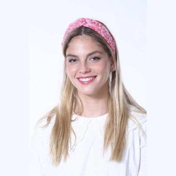 Thin Silk Floral Turban Head Covering – Pink & Red