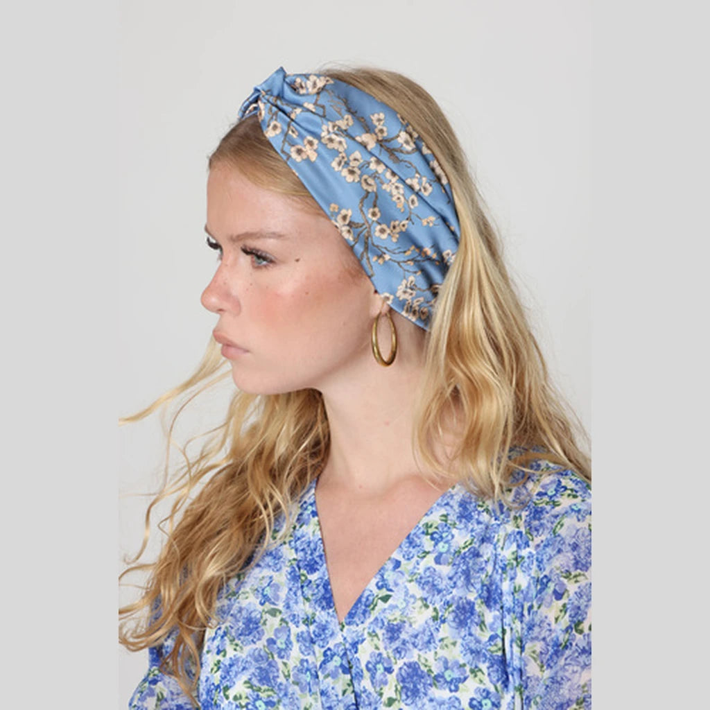 Thin Floral Turban Head Covering – Turquoise