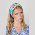 Thin Floral Turban Head Covering – Turquoise