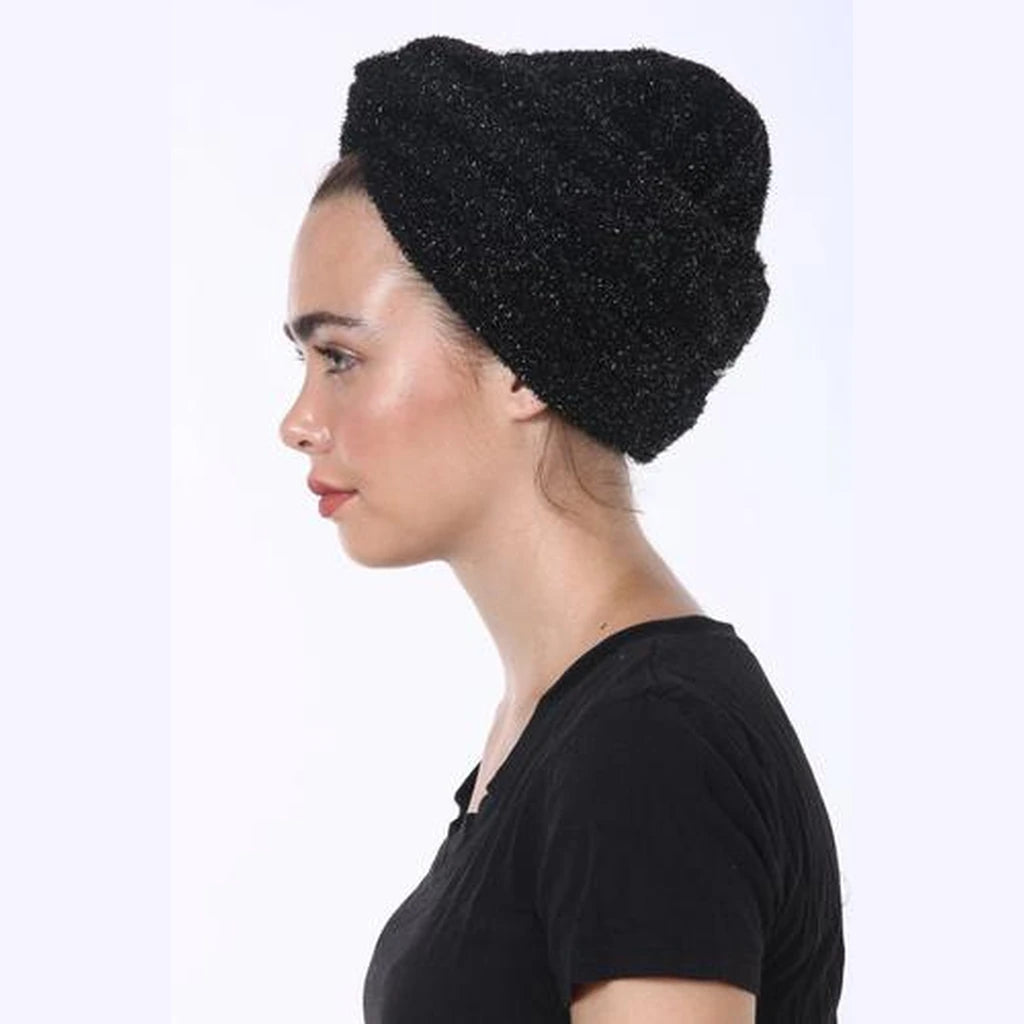 Black Glitter Partial / Full Coverage Turban Headwrap