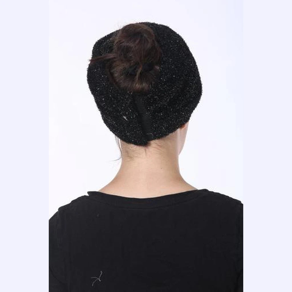 Black Glitter Partial / Full Coverage Turban Headwrap