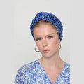 Partial & Full Coverage Velvet Accent Turban Head Covering – Blue